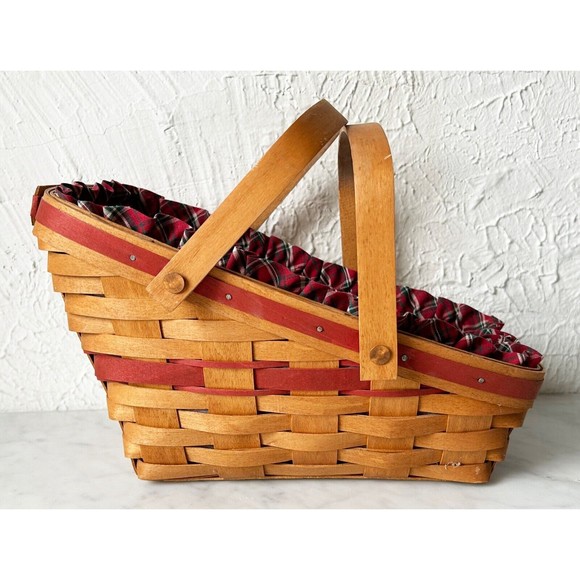 Longaberger Basket Christmas 1991 Yuletide Traditions Basket Plaid Fabric Liner - Picture 9 of 14